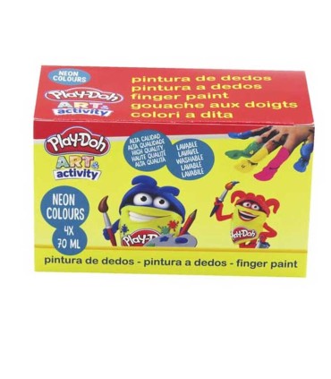 Pintura de Dedos Fluorescente 4 Botes 70 ml Play-Doh