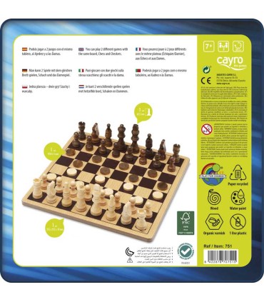 Juego Ajedrez Y Damas Metal Box