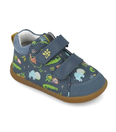 Botín Blandito Garvalín Estampado Azul Petrol