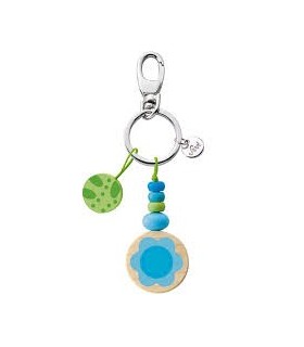 Sevi llavero madera flor turquesa